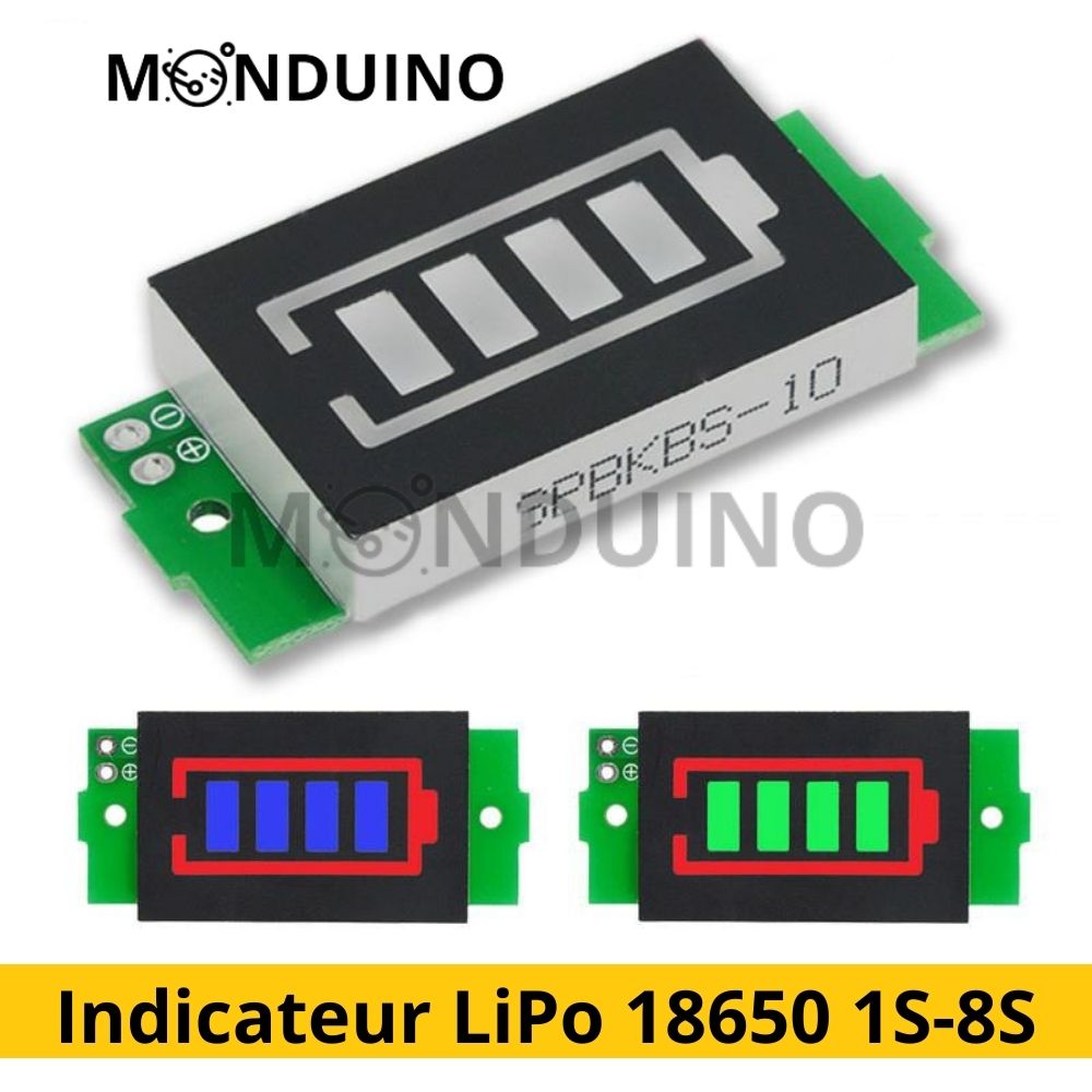 Indicateur Batterie LiPo 18650 1S 2S 3S 4S 5S 6S 7S 8S - Capacité niveau Lithium
