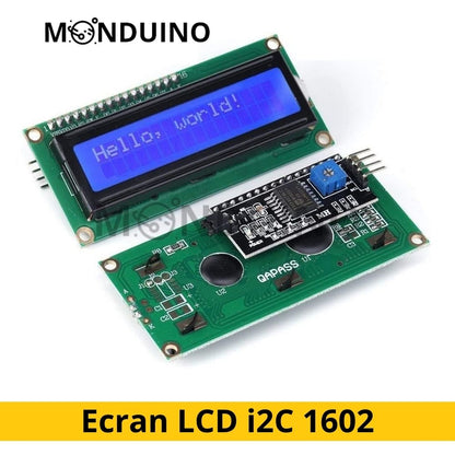 Ecran LCD i2C 1602 - Module IIC rétroéclairé bleu afficheur 16x2 pour Arduino