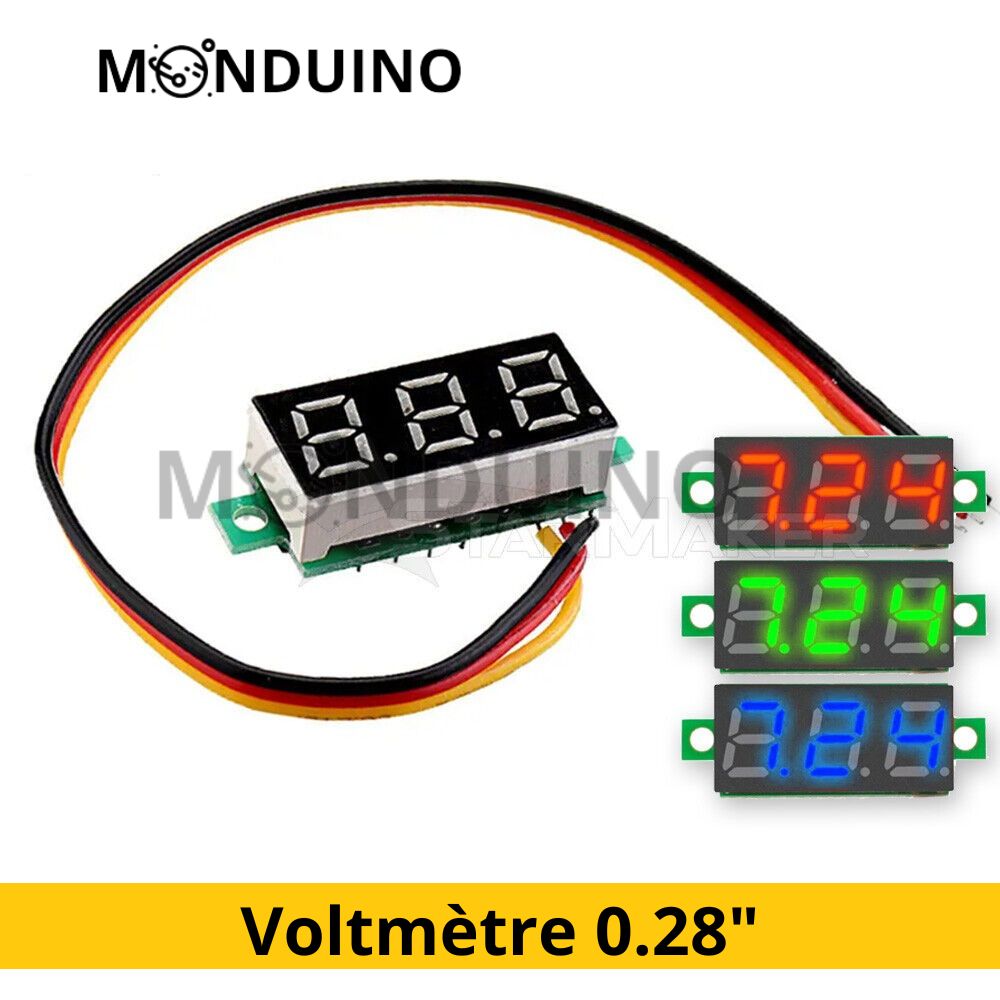 Mini voltmètre numérique digital 0.28" 2.5-40V DC module afficheur tension LED