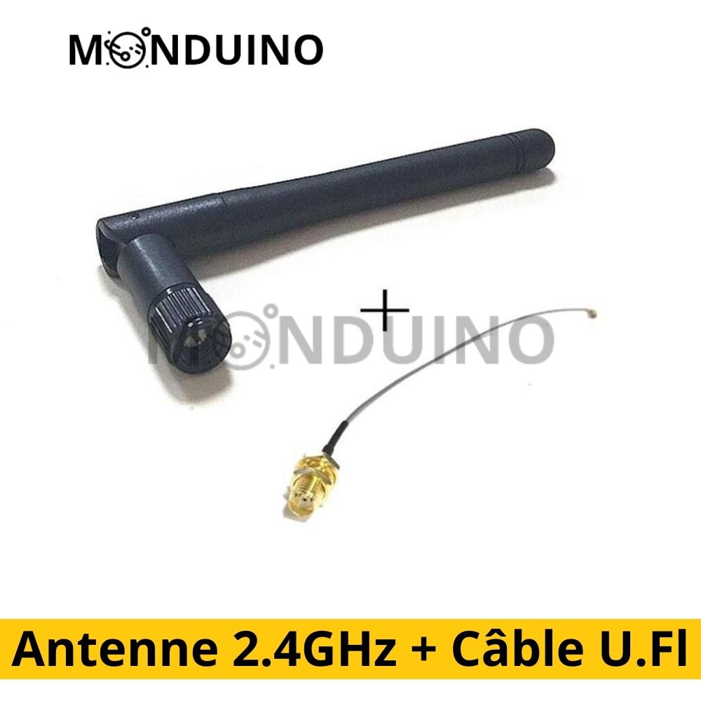 Antenne WiFi/Bluetooth 2.4 GHz - 3dbi Antenne & 15 cm IPEX (Plug) RF