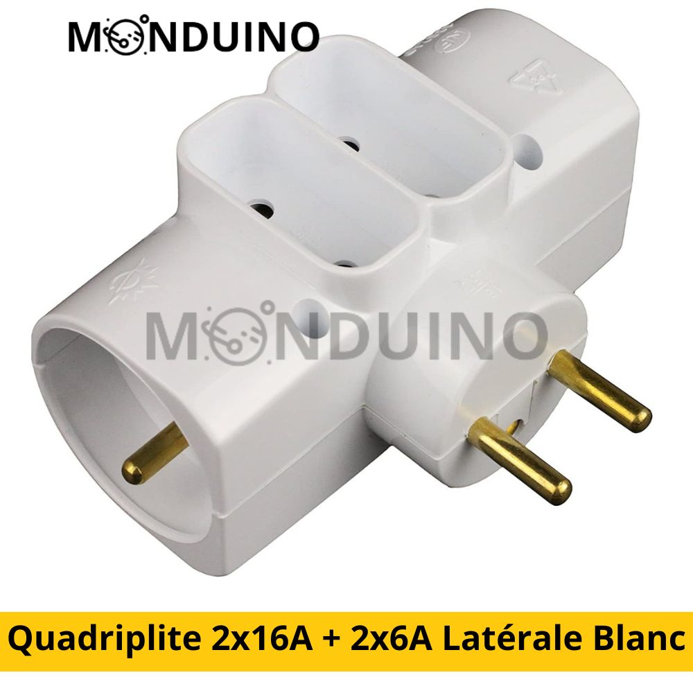 Quadriplite 2x16A + 2x6A Lateral White