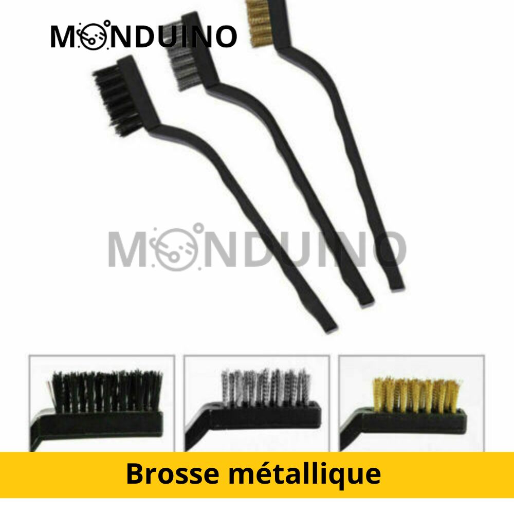 Lot de 3 Mini Brosse métallique Outil Nettoyage Polissage Métal précision