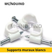 LOT DE 50 SUPPORTS MURAUX BLANCS 8 MM ACCROCHE CÂBLE FIXATION MURALE CLOU