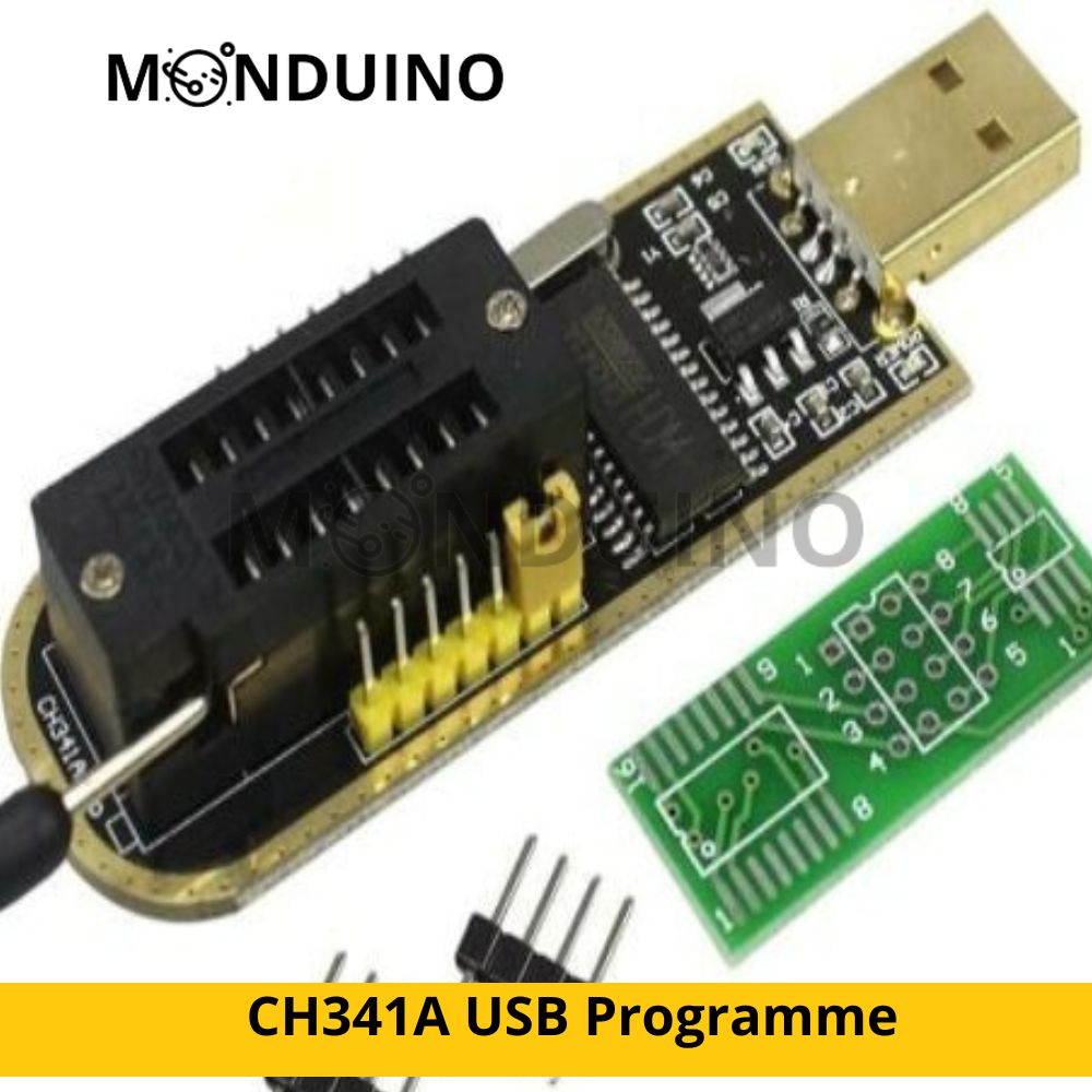 CH341A USB Programmer 24/25 Serial Burner BIOS Writer SPI Flash &amp; CH341A Programmiergerät mit Stiftleiste und Adapterplatine