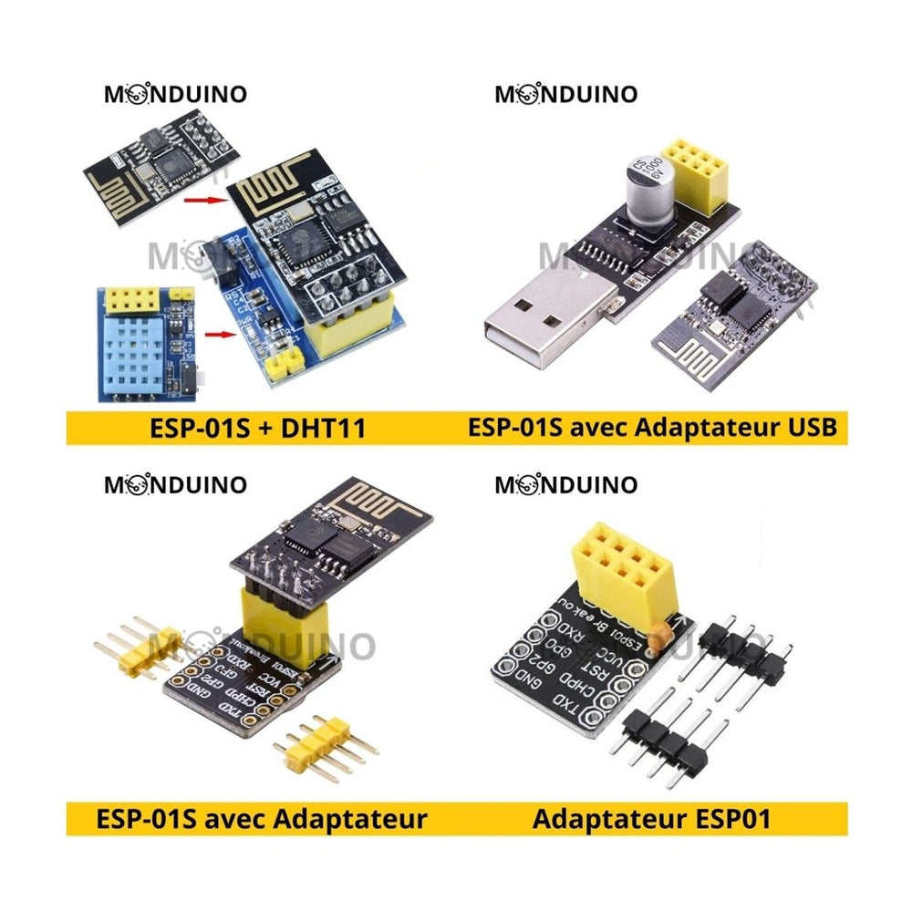 ESP-01S avec Adaptateur USB, DHT11 pour ESP8266 ESP-01