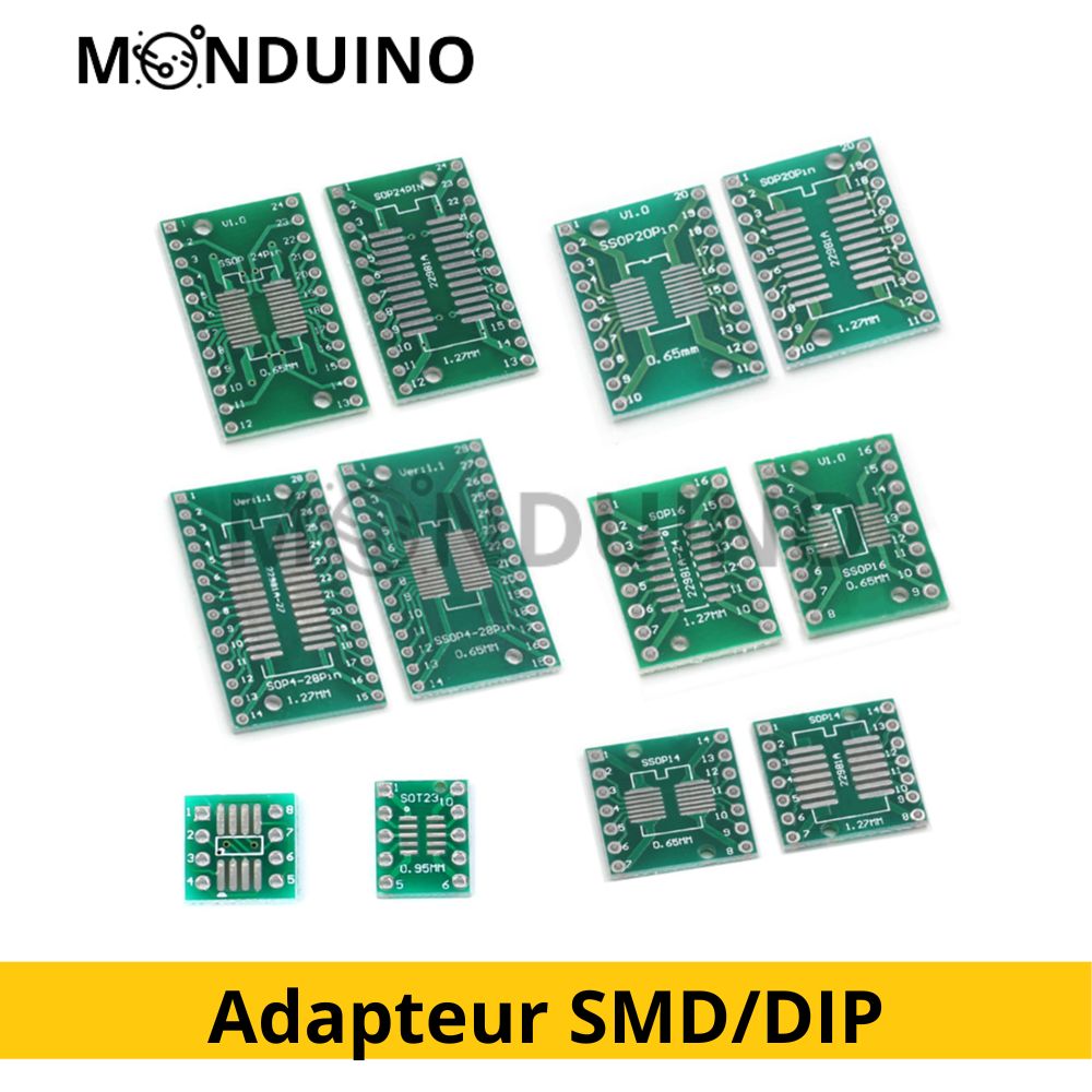 Circuit adaptateur SMD vers DIP - PCB SOP8 SOP10 SOP14 SOP16 SOP20 SOP24 SOP28