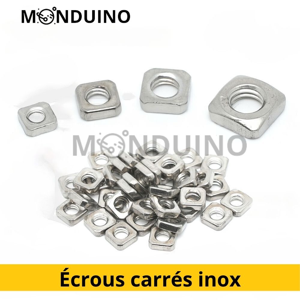 Écrous carrés fins inox A2 - M3 M4 M5 M6 - 5 à 20 pcs - Inserts impression 3D