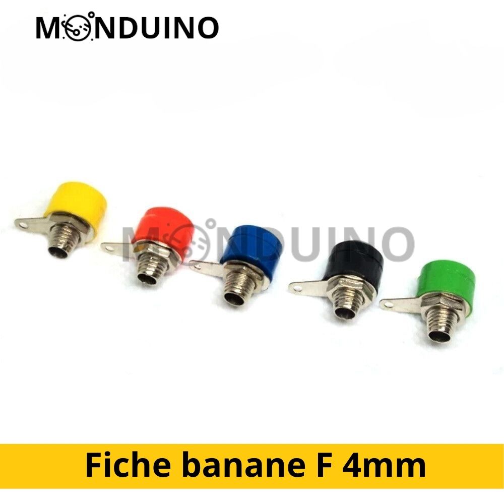 Mini Fiche banane femelle chassis 4mm - Noir Rouge Jaune Vert Bleu - Banana plug