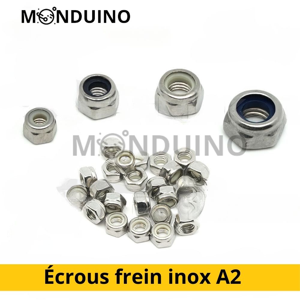 Écrous frein inox A2 - M2 M2.5 M3 M4 M5 M6 M8 - 5 à 50 pcs - Nylstop lock nylon