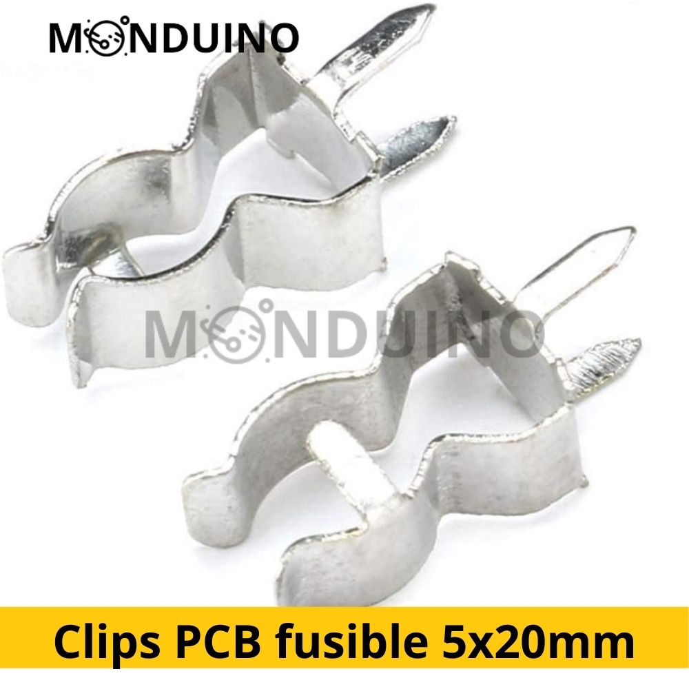 Clips PCB pour fusible 5x20mm - Espacement 5mm support à souder holder