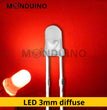 LED Rouge 3mm diffusant - Lot 10 à 100 pcs - LED Diffused Red fog