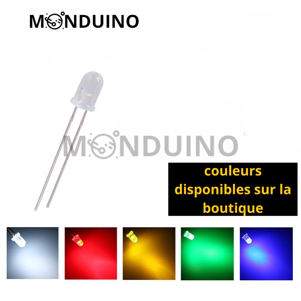 LED Rouge 5mm diffusant - Lot 10 à 100 pcs - LED Diffused Red fog – MONDUINO
