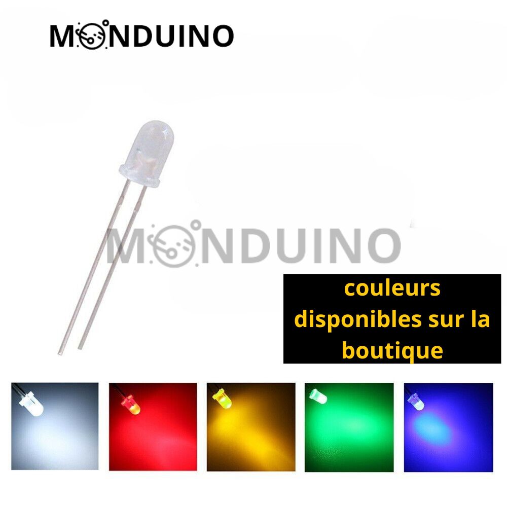 LED Bleu 5mm diffusant - Lot 10 à 100 pcs - LED Diffused Blue fog