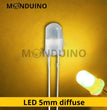 LED Jaune 5mm diffusant - Lot 10 à 100 pcs - LED Diffused Yellow fog