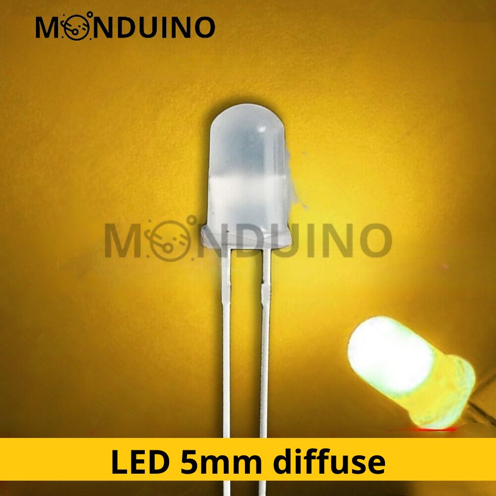 LED Jaune 5mm diffusant - Lot 10 à 100 pcs - LED Diffused Yellow fog