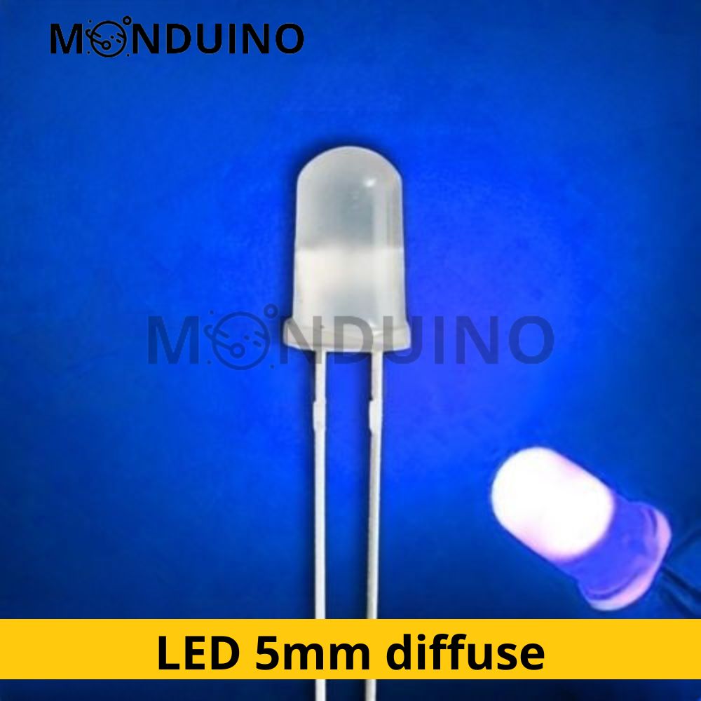 LED Bleu 5mm diffusant - Lot 10 à 100 pcs - LED Diffused Blue fog