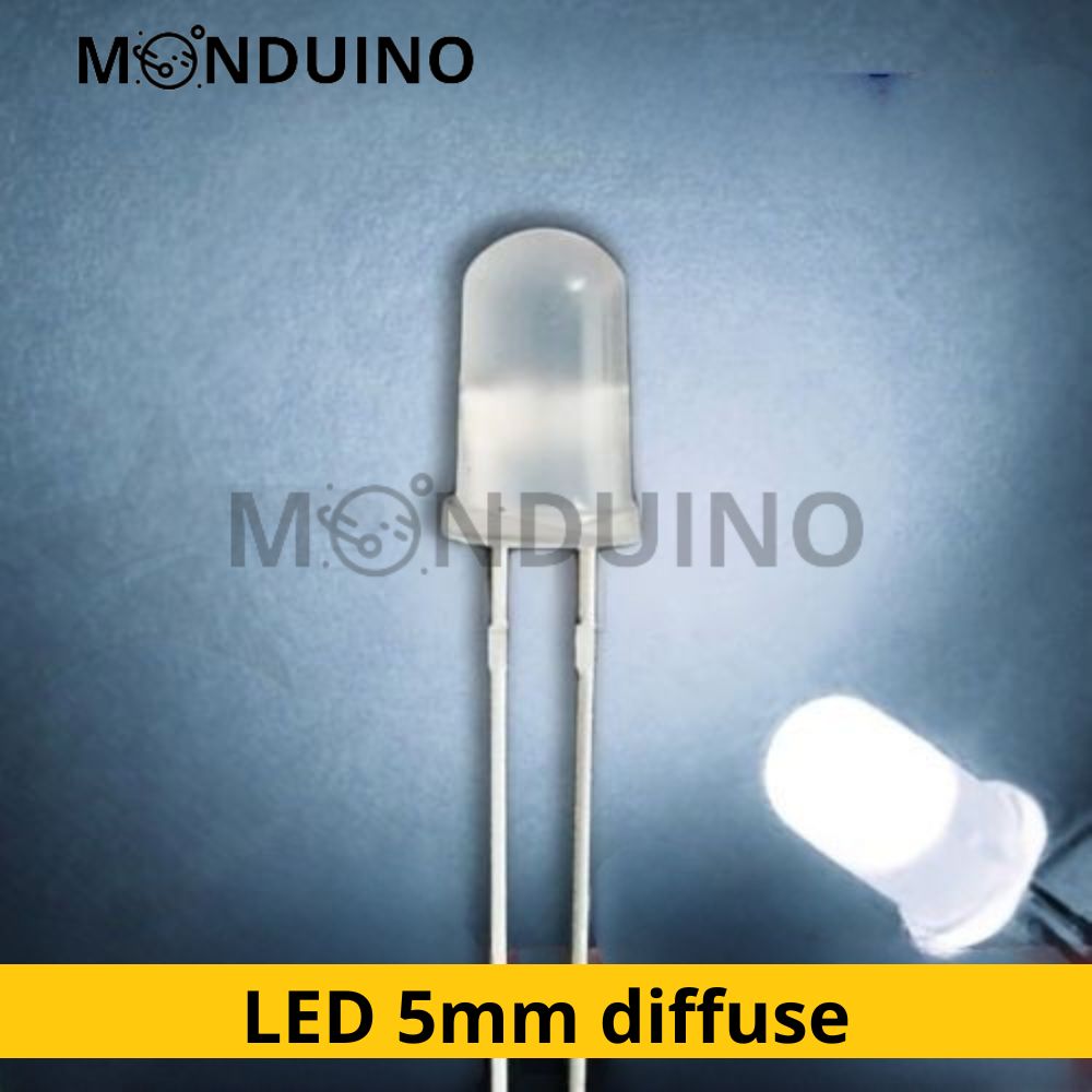 LED Blanc froid 5mm diffusant - Lot 10 à 100 pcs - LED Diffused cold white fog