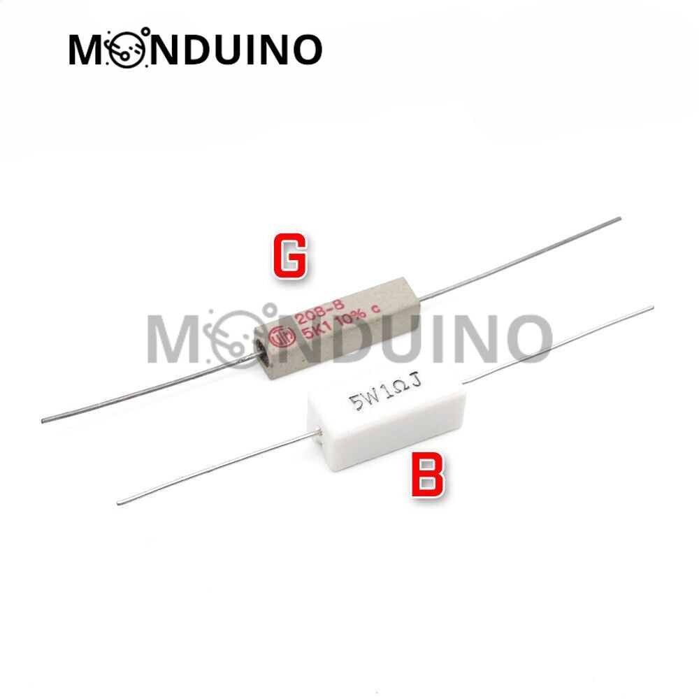 Résistance de puissance 5W 0.22 ohm à 10K Resistor ciment céramique