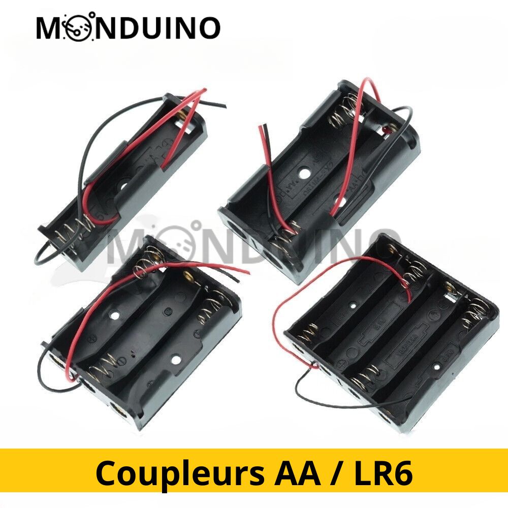 Support boitier AA coupleur batterie 1, 2, 3, 4 piles LR6 1.5V 3V 4.5V 6V