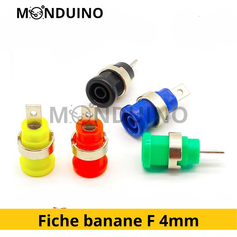 Fiche banane femelle chassis 4mm - Embase 5 couleurs Borne bornier Banana plug