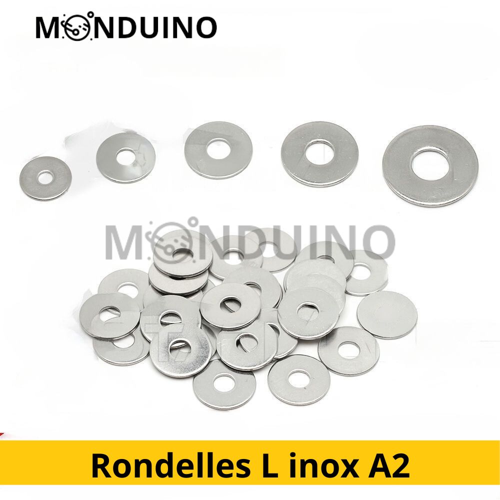 Rondelles Larges L Inox A2 - M3 M4 M5 M6 M8 - Par lots 5 à 100 pcs