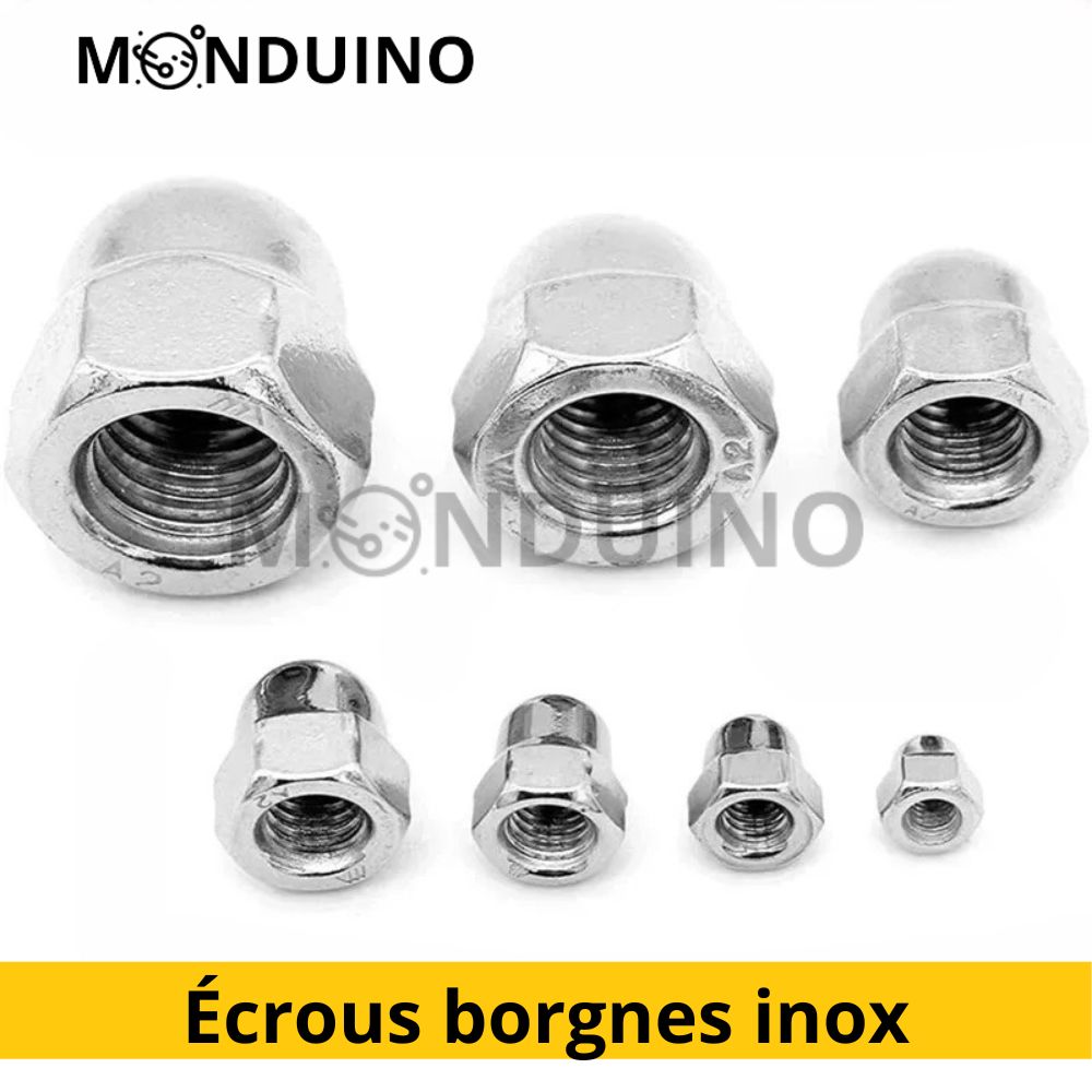 Écrous borgnes inox A2 DIN 1587- M3 M4 M5 M6 M8 - Par lots 5