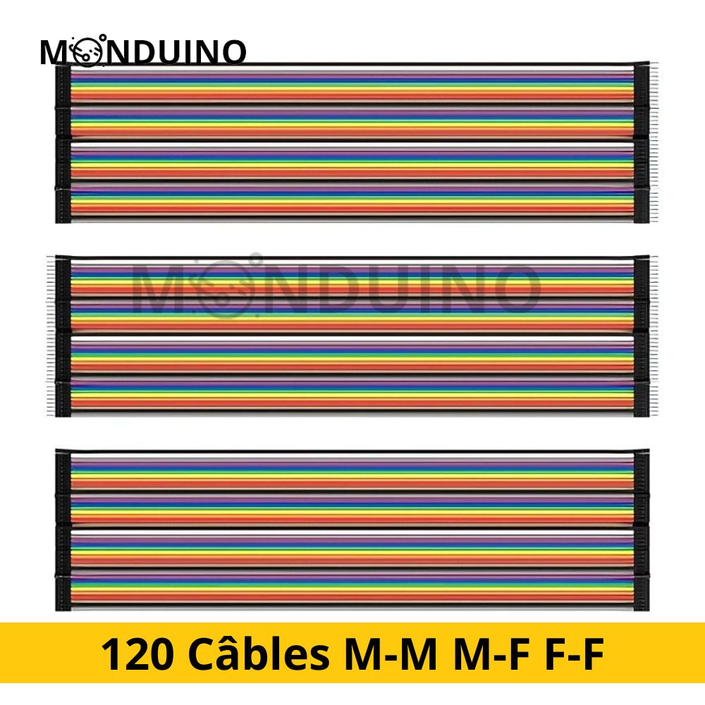 Câble Jumper 3 x 40 pcs. chacun 20 cm M2M/ F2M / F2F compatible avec Arduino et Raspberry Pi Breadboard