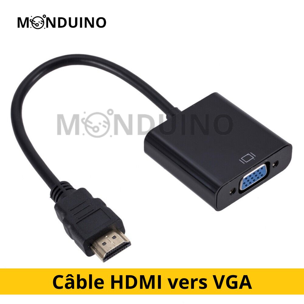 Câble Convertisseur HDMI vers VGA 1080p - 25cm de longueur, facile à utiliser