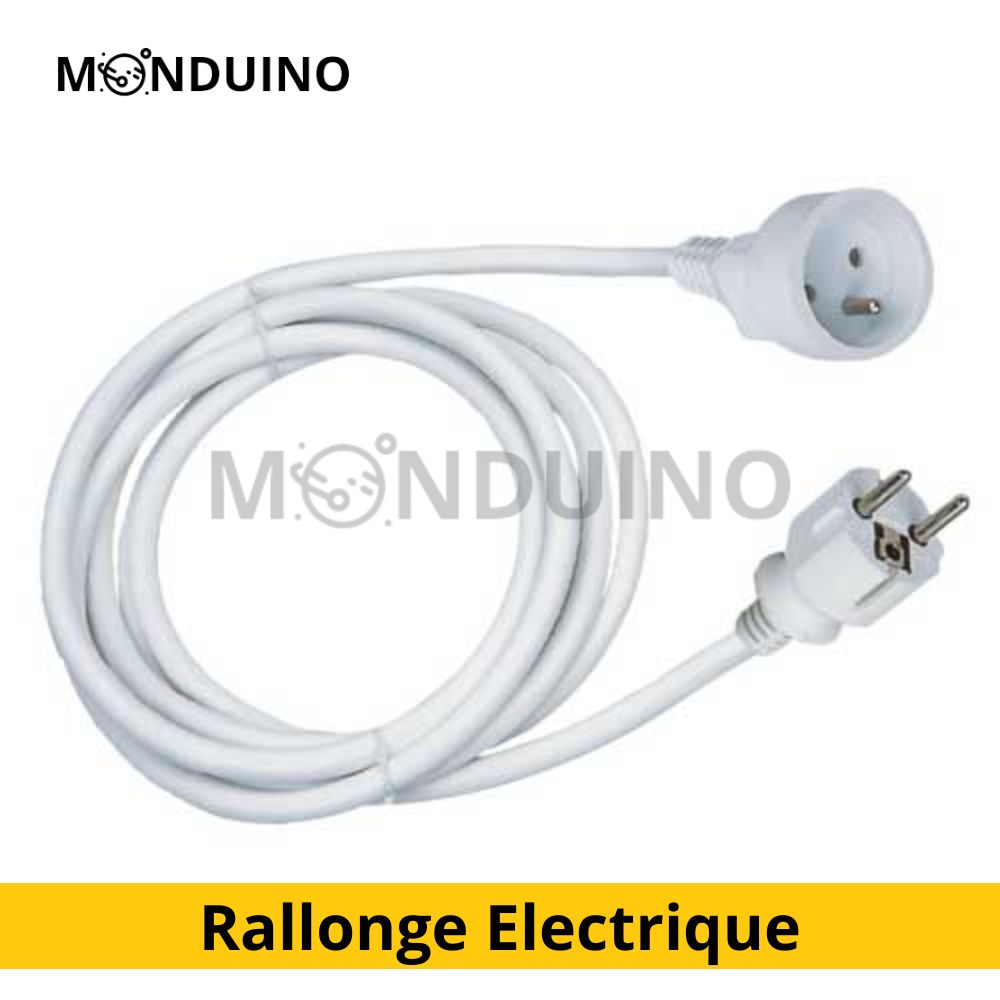 Rallonge Electrique Prolongateur Blanc 2/3/5/10m Prise Terre