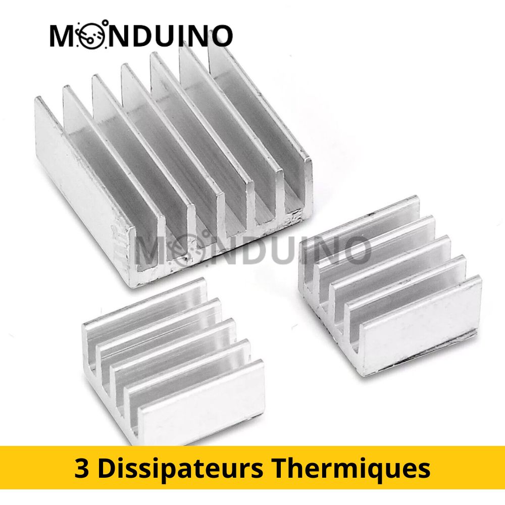 3 dissipateurs thermiques avec adhésif pour Raspberry Pi - Refroidissement efficace pour vos projets DIY