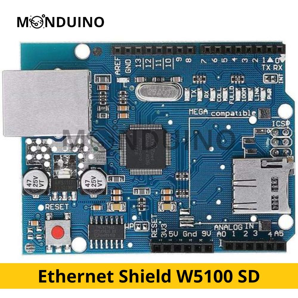 Module W5100 SD Ethernet Shield de réseau avec lecteur de carte SD Compatible Uno Mega