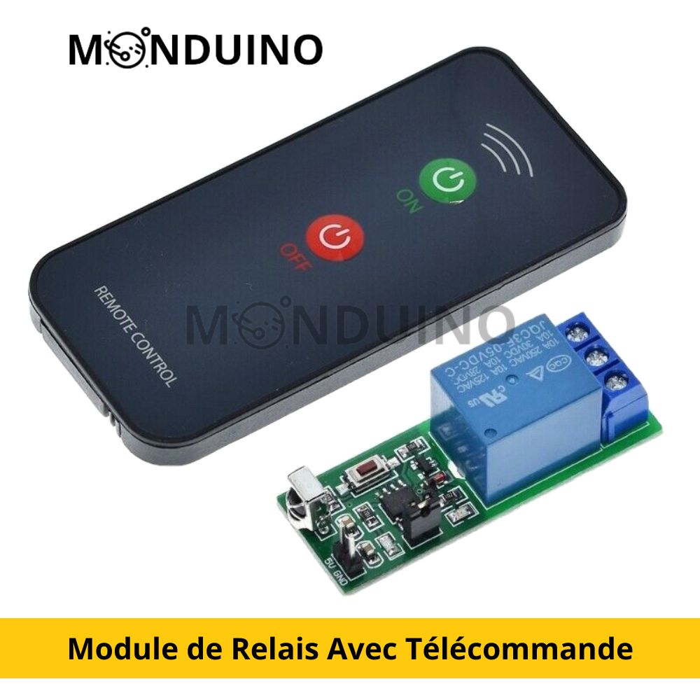 Module de Relais 1 Canal 5V Pour Relais Raspberry Pi Arduino Avec Télécommande