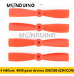 Ensemble de 4 hélices orange renforcées 4045 de 15 cm pour drones de classe 250/280 (CW) et  (CCW)