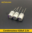Condensateur alu 820uf 2.5v - 8x12mm