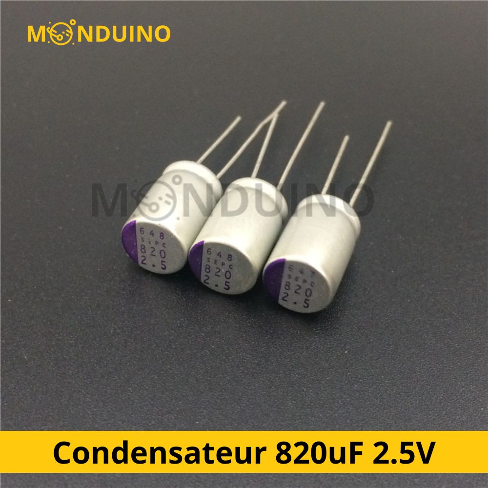 Condensateur alu 820uf 2.5v - 8x12mm