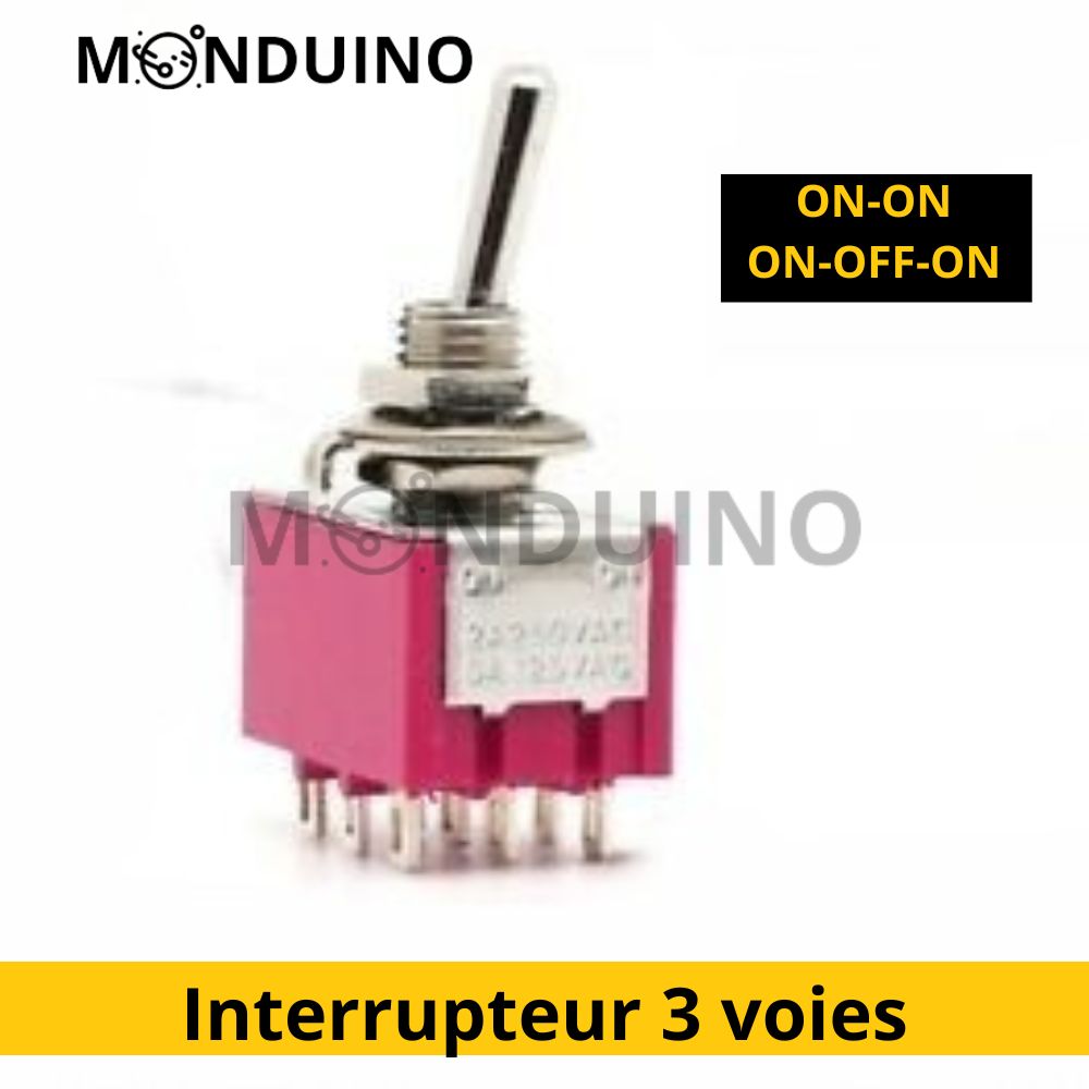 Interrupteur à levier MTS-302 / 303 6mm - 3 circuits 9 pins inverseur - 2 ou 3 positions
