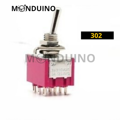 Interrupteur à levier MTS-302 / 303 6mm - 3 circuits 9 pins inverseur - 2 ou 3 positions