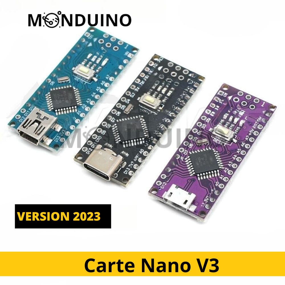 Carte NANO V3 ATmega328P Micro-USB / C / Mini shield CH340C compatible Arduino