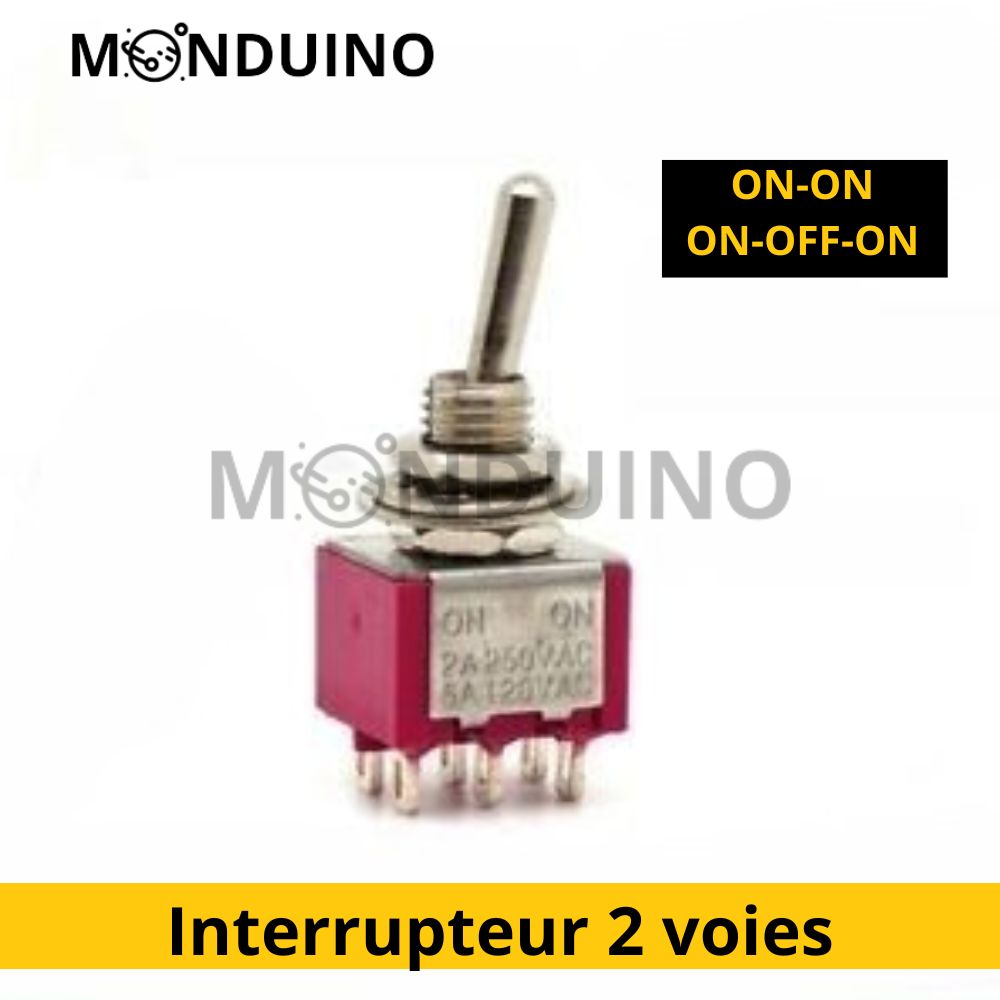 Interrupteur à levier MTS-202 / 203 6mm - 2 circuits 6 pins inverseur - 2 ou 3 positions