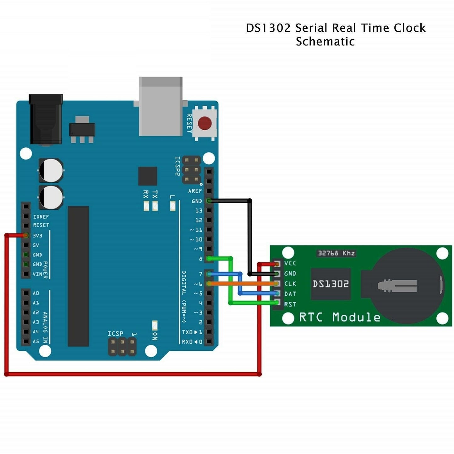 RTC DS1302 Serial Real Time Clock &amp; Echtzeit-Uhr-Modul