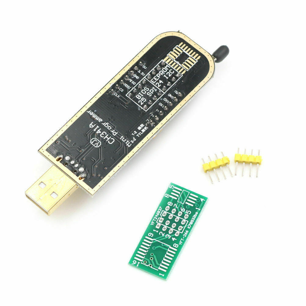 CH341A USB Programmer 24/25 Serial Burner BIOS Writer SPI Flash &amp; CH341A Programmiergerät mit Stiftleiste und Adapterplatine