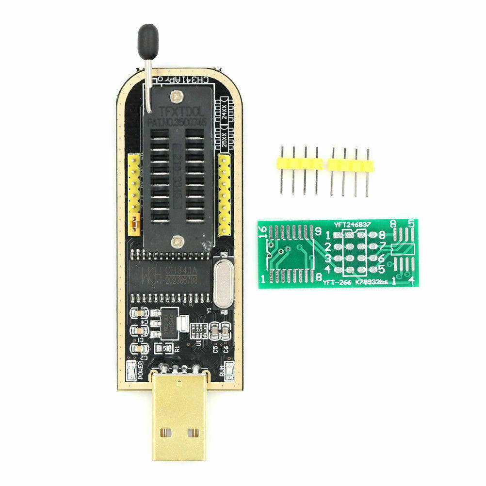 CH341A USB Programmer 24/25 Serial Burner BIOS Writer SPI Flash &amp; CH341A Programmiergerät mit Stiftleiste und Adapterplatine