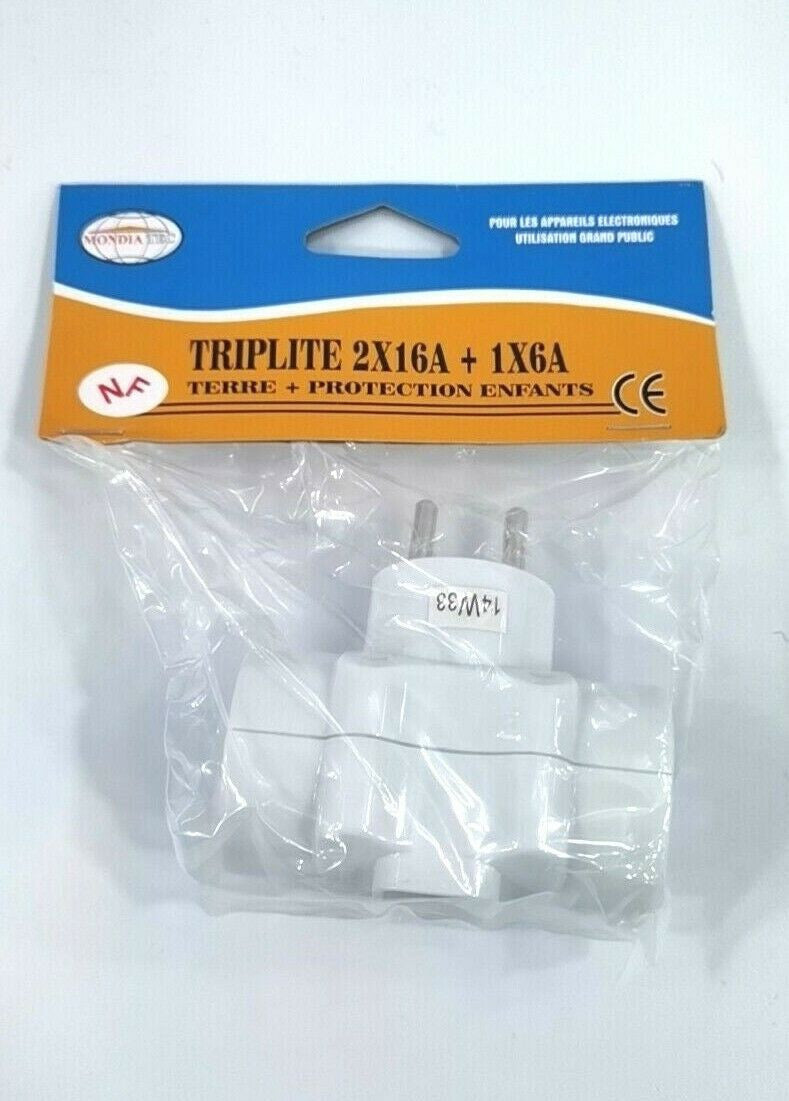 Triplite 2X16A + 1X6A Latérale Blanc